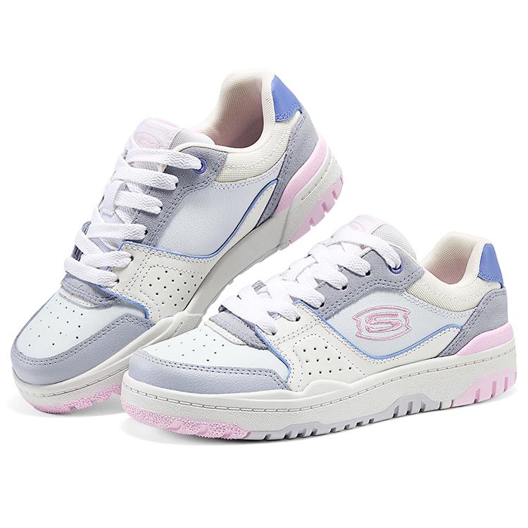 Skechers Kids Street Girls Retro Fashion Lightweight Slip-Resistant Durable Low-Top Sneakers Kids Sneakers White Gray Pink 310230L-WMLT