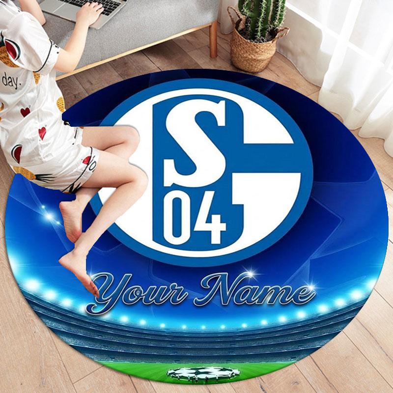 FC Schalke 04 Custom Name Round Area Rug,Carpet Rug for Living Room Bedroom Sofa Playroom Decor,Non-slip Floor Mat