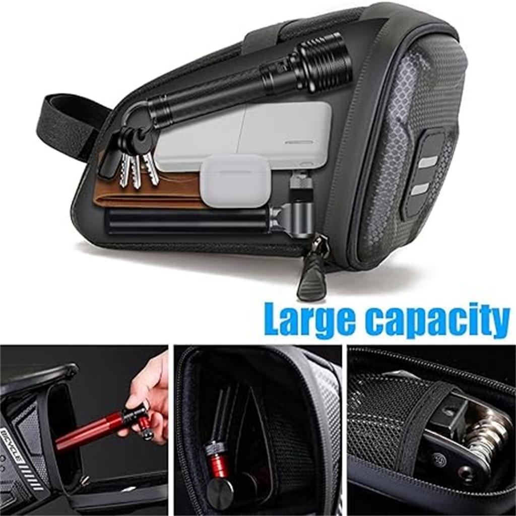 Mountain Bike Rear Saddle Bag – Hard  3D  Cycling Bag, Hanging Storage for Road & Off-Road Riding