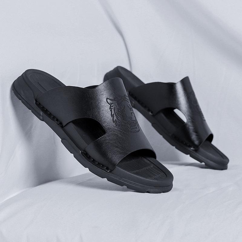 

Тапочки мужские летние 2025 года новые мужские туфли на воздушной подушке мужские пляжные сандалии мужские тапочки 2083-R 38 чёрный