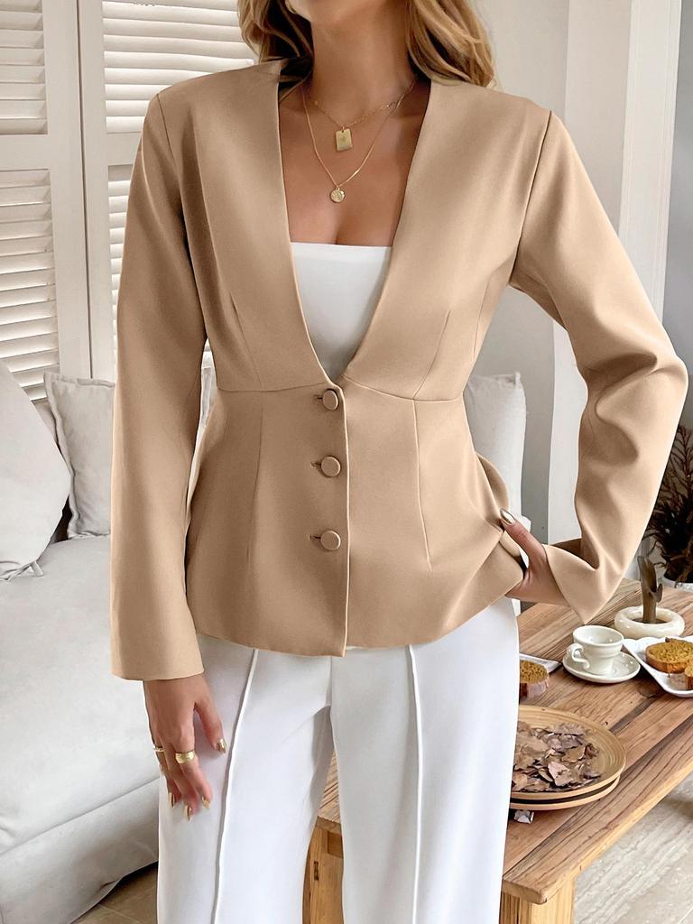 2025 Autumn/Winter European & American Elegant Long-Sleeve Buttoned Women's Suit Jacket