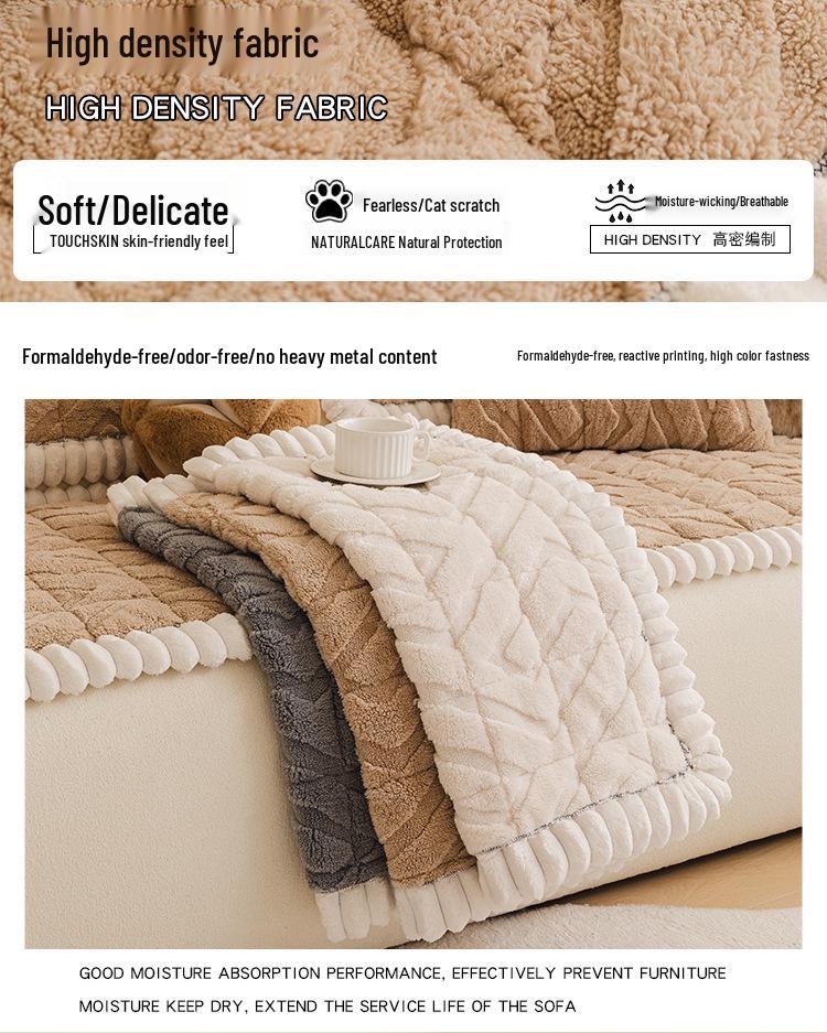 2026 Autumn/Winter Plush, Non-Slip Sofa Cover & Thick Velvet Cushion for Leather Sofas