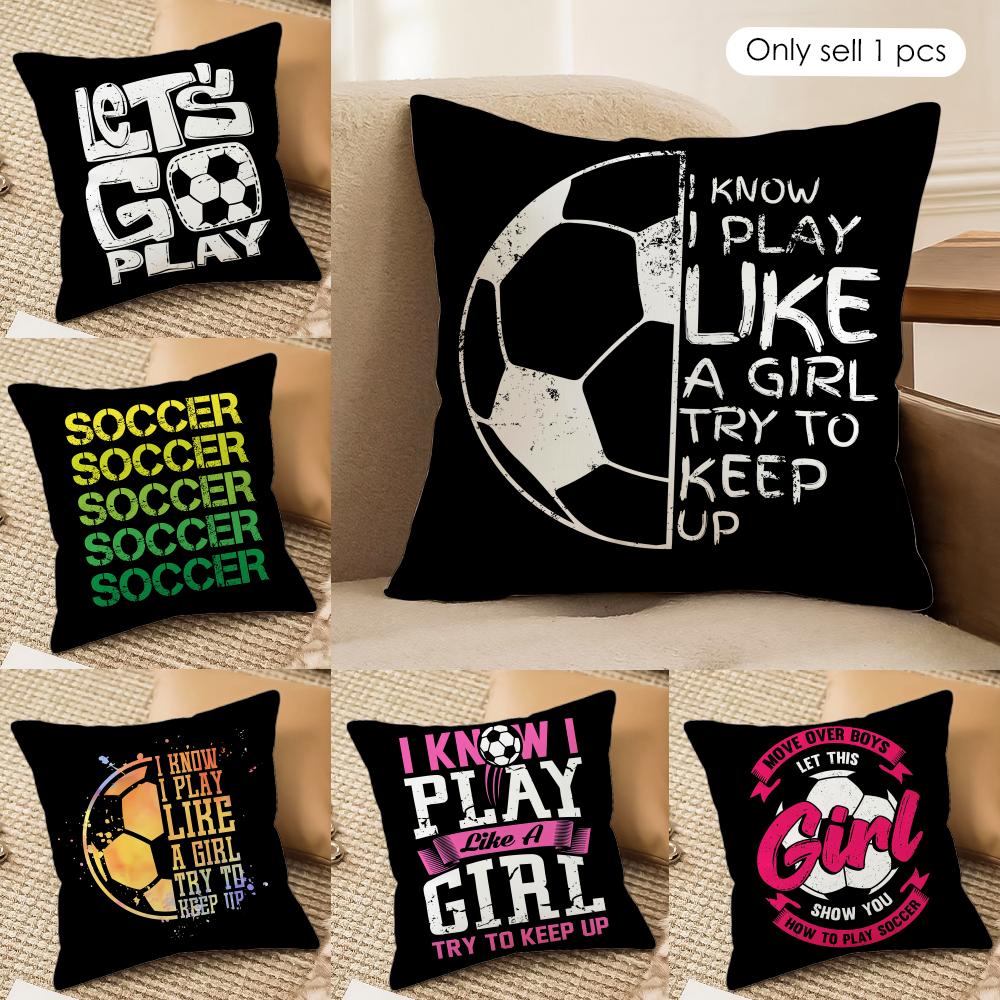 Soccer Lover Football Cushion Cover Soft Plush Fabric DoubleSided Printed Cushion Covers for All Seasons Modern HomeDecor Gift
