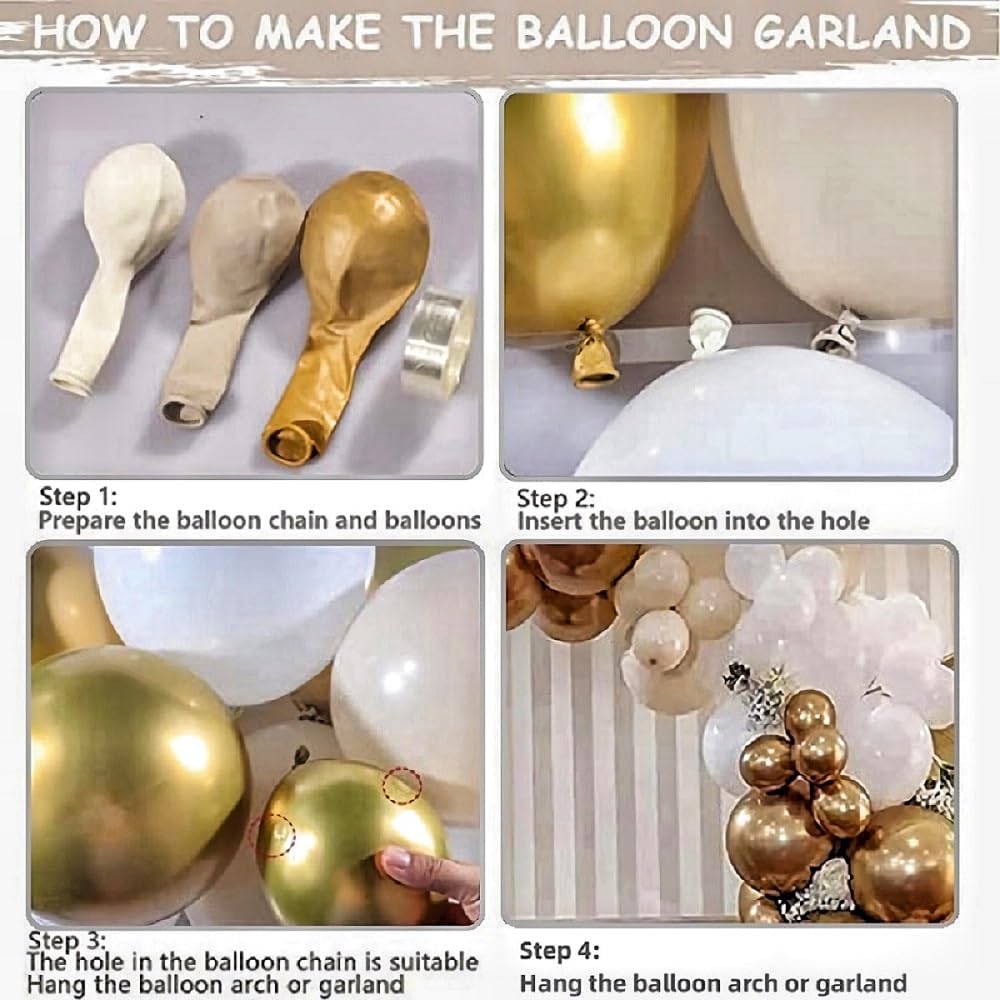 183Pcs Sand White Gold Latex Balloon Set Suitable for Birthday Parties, Weddings, Valentine's Day Party Decoration