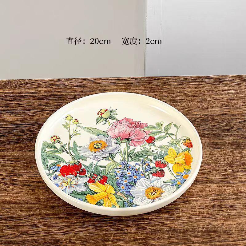 Retro Kwiatowy Naszkliwny Ceramiczny Zastawa Stołowa Talerz Sałatkowy Talerz Głęboki Talerz Calowy Talerz na Warzywa Wysoki Zmysł Wysoka Wartość Gospodarstwo Domowe