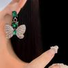 Vintage Silver Butterfly Earring & Necklace Set with Diamond Inlay - Elegant & Luxurious Women's Jewelry