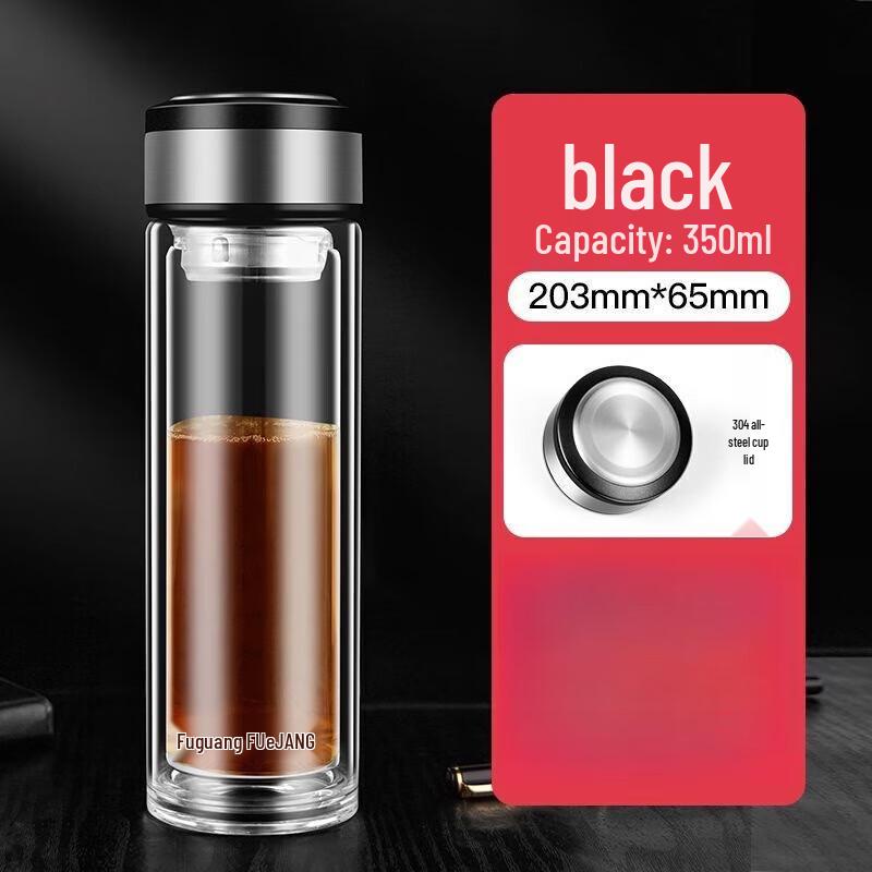Fuguang Double-Wall Heat-Resistant Glass Tea Infuser Mug