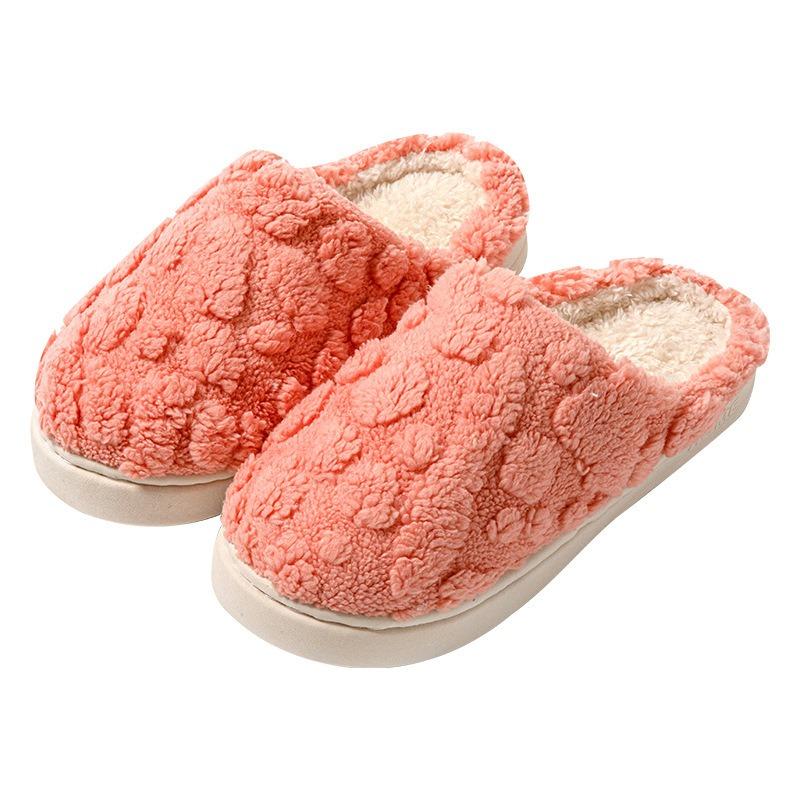 Imitation sheep cotton slippers women's winter thick bottom non-slip warm couple home silent fluffy slippers men