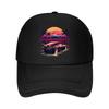 Retro  Style Car with Tropical Sunset Background Mesh Baseball Cap