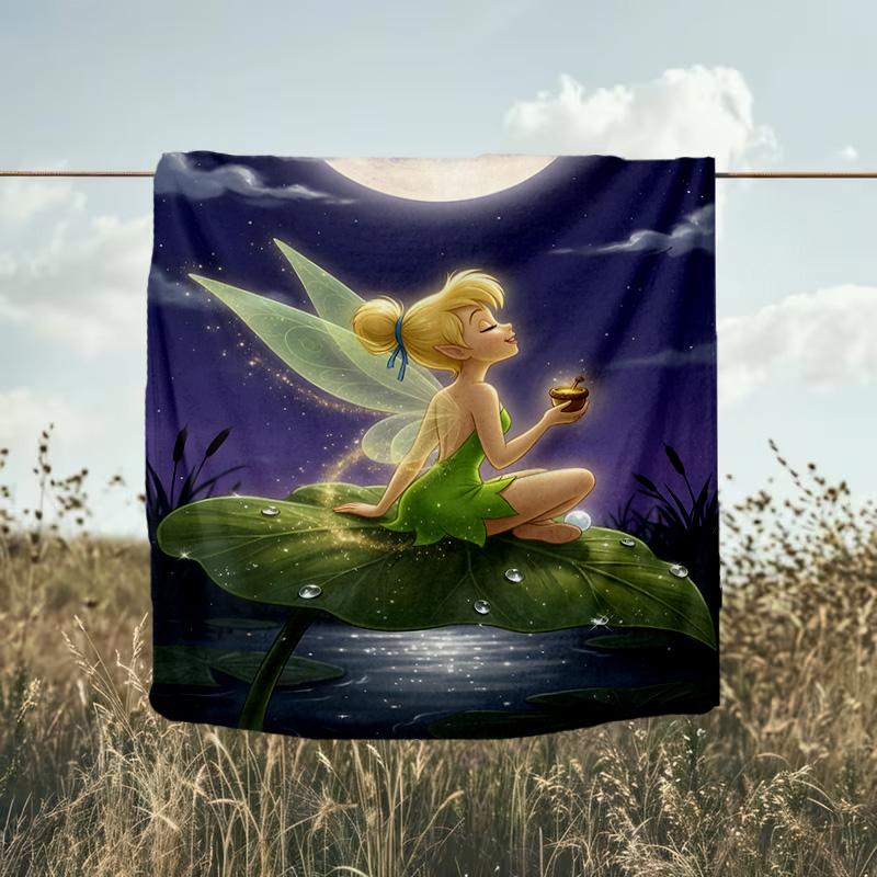 1PC Tinker Sprite Blanket Flannel Throw for Sofa, Indoor, Camping, Living Room, Office, Chair, And Bed Soft Birthday Christmas Gift