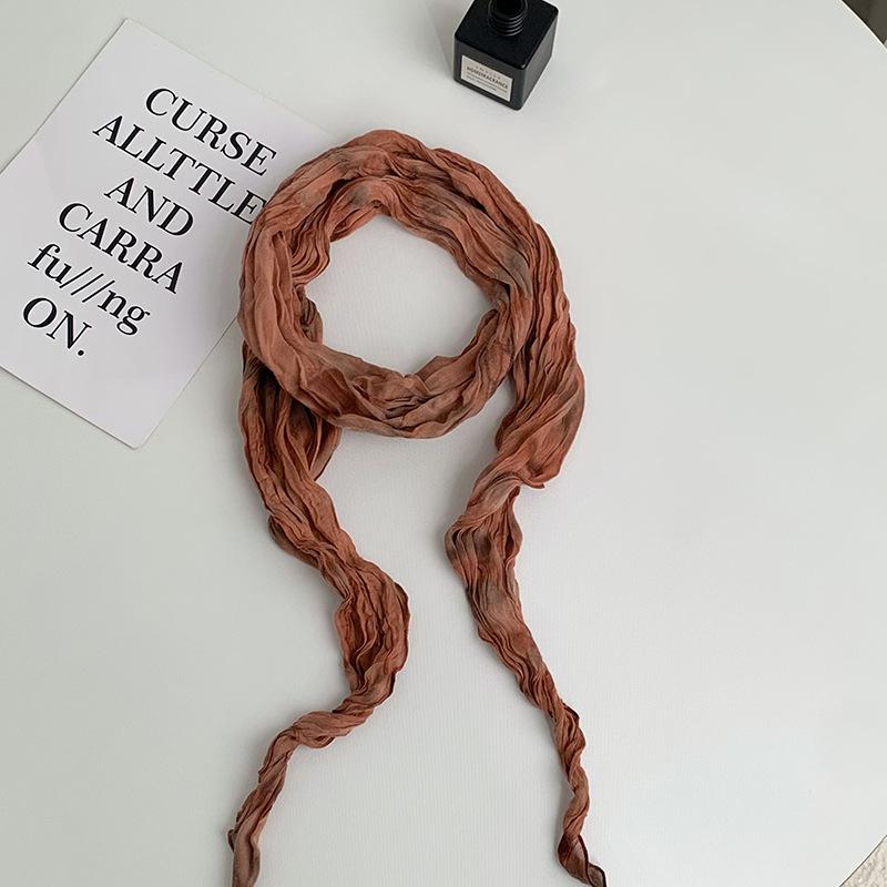 

Шелковый шарф длинная полоса высококлассный новый тонкий узкий старый длинный шарф тонкий декоративный маленький шарф тай-дай плиссированный шарф шаль