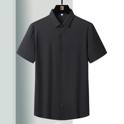Shirt Men's Loose and Oversized Casual Short Sleeved Ice Silk Elastic Shirt Half Sleeved Summer
