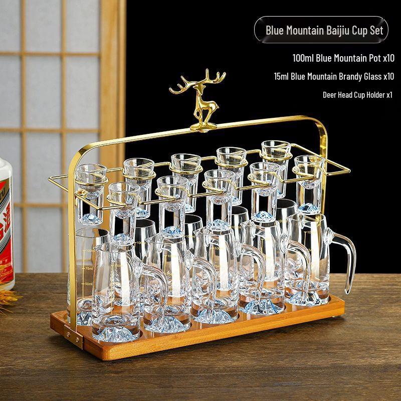 Jiakangming Chinese Style Gold Foil Crystal Baijiu Glass Set