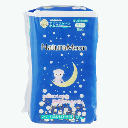 Natura Moon Sanitary Napkins, Heavy Flow Night Use (No Wings), 12-Pack