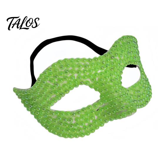 Adjustable Party Masks Halloween Half Face Masquerade Mask, Pearl Decor Venetian Luxurious Evening Elegant Costume Accessory for Stage Show