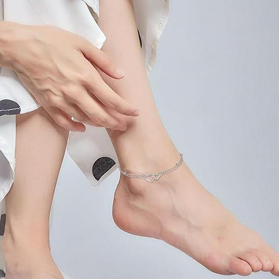 European Minimalist Heart-Shaped Interlocking Ankle Bracelet