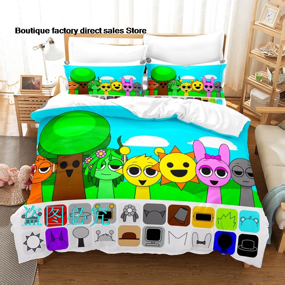 Sprunki Bedding Set Single Twin Full Queen King Size Bed Set Adult Kid Bedroom Duvetcover Sets Anime parure de lit Bed