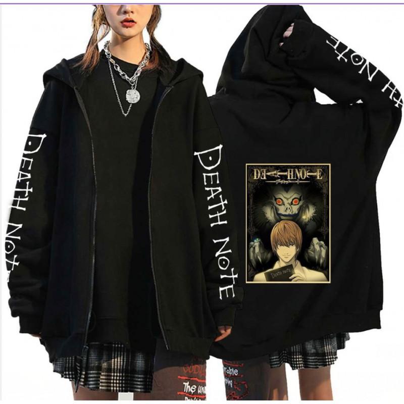 Womens Berserk Anime Print Zip-Up Hoodie Casual Loose Sweatshirt