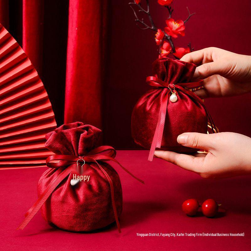 Velvet Wedding Candy Gift Bag for Sunflower Seeds, Peanuts, and Candy