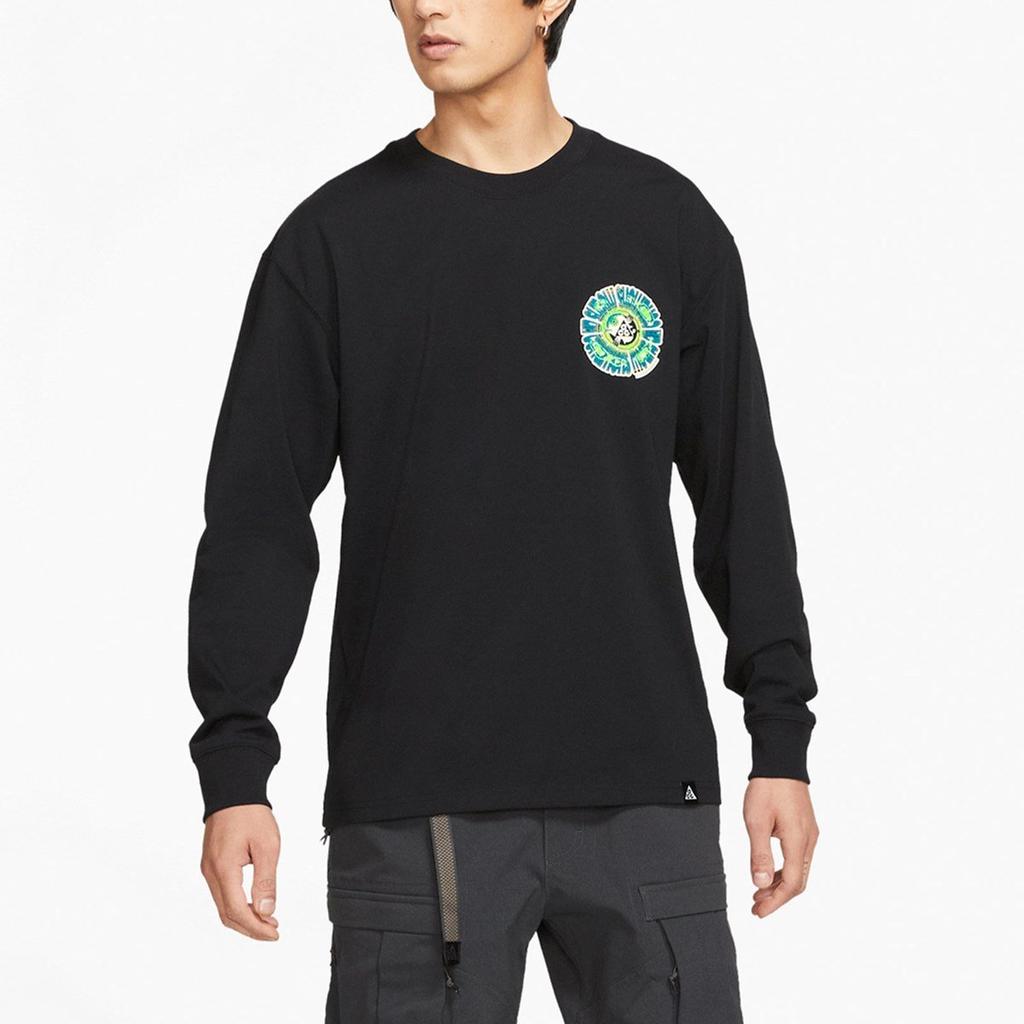 Nike Fun Letter Print Long Sleeve Crew Neck Sweatshirt Men Tops Black DH3330-010