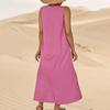 Fashion Women's Color Cotton And Linencasual Loose Vest Dress