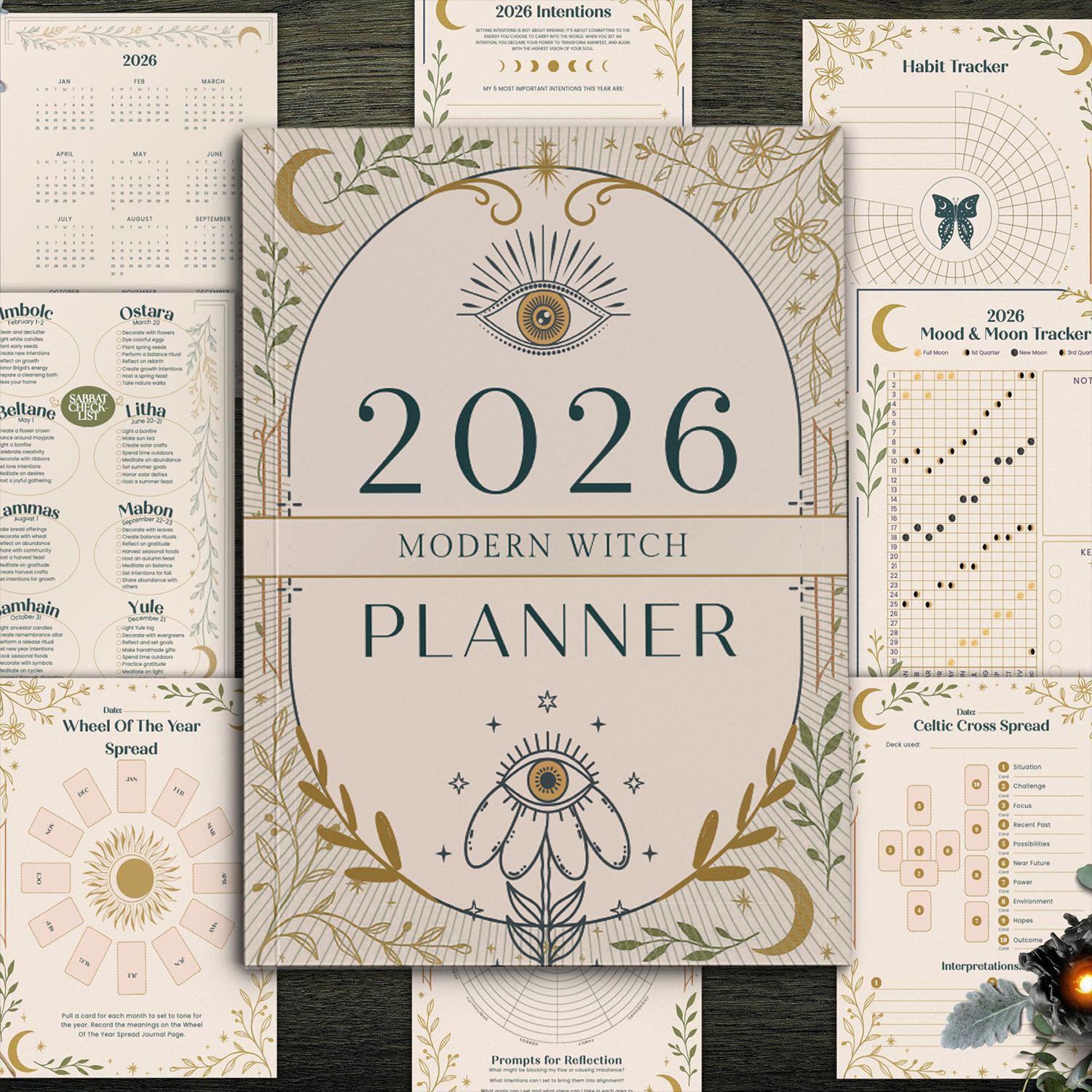 2026 Modern Witch Magic Theme Planner & Calendar Notebook Other