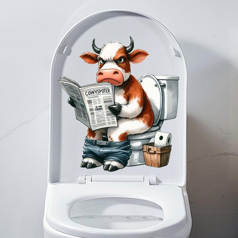 1 PC Funny Animal PVC Toilet Seat Stickers Monkey Zebra Giraffe Decals Waterproof Bathroom Wall Door Decor Creative Removable Decals