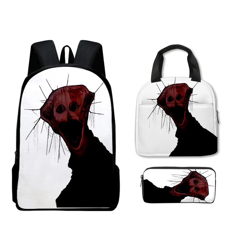 Trendy Popular Funny Novelty The Boiled One 3D Print 3pcs/Set Student School Bags Laptop Daypack Backpack Lunch bag Pencil Case