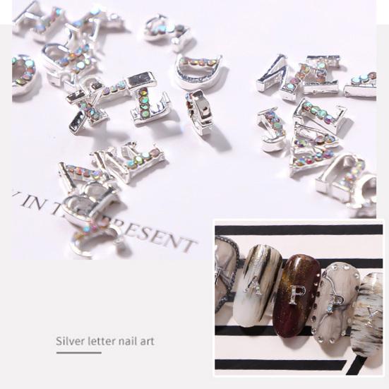 26Pcs Rhinestones Nails Studs Wear Resistant Remove Easily Manicure Accessories English Letters Nails