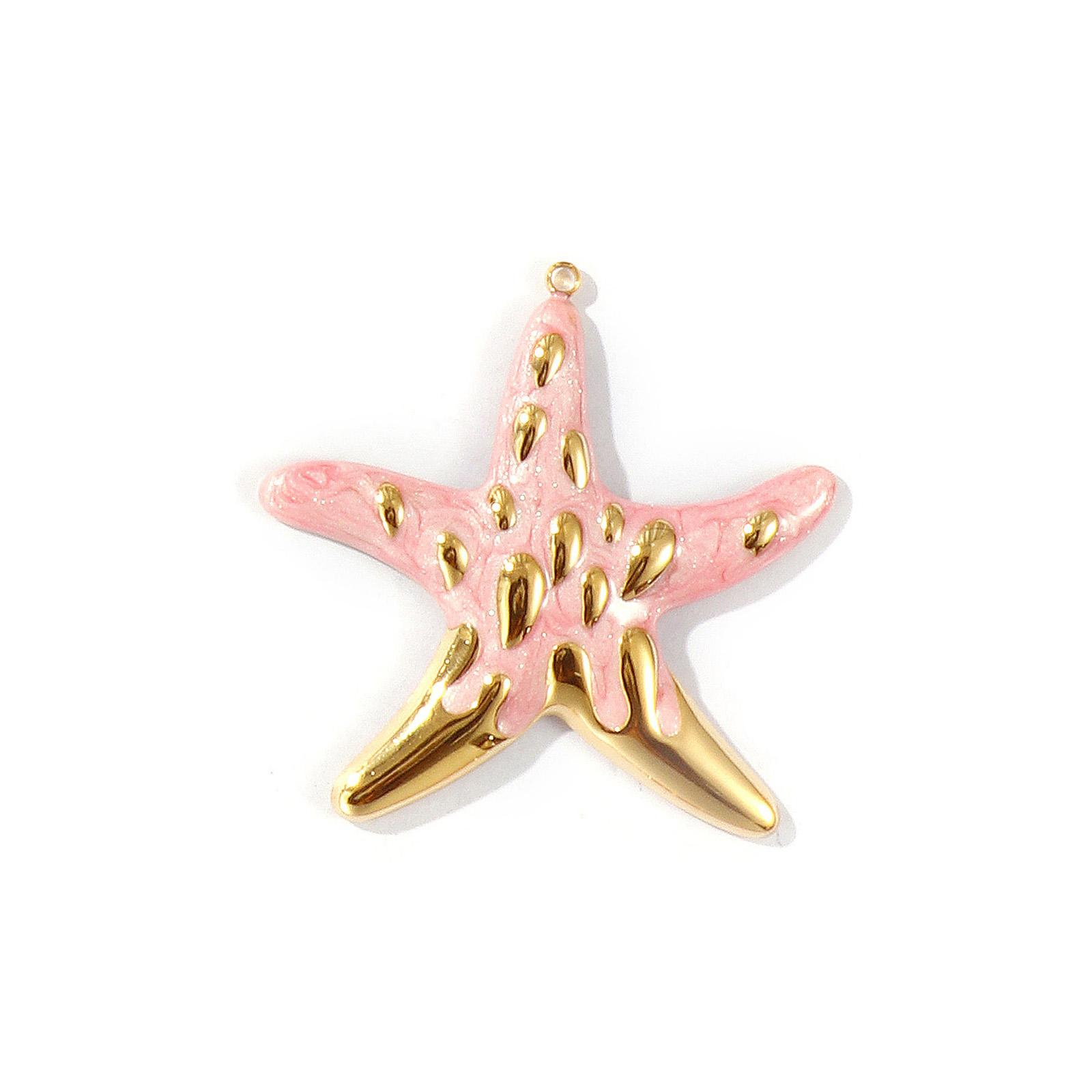

1pc Stainless Steel Charms 18K Gold Plated Shell Starfish Whale Animal Multicolor Enamel Pearlized Pendant DIY Necklace Jewelry