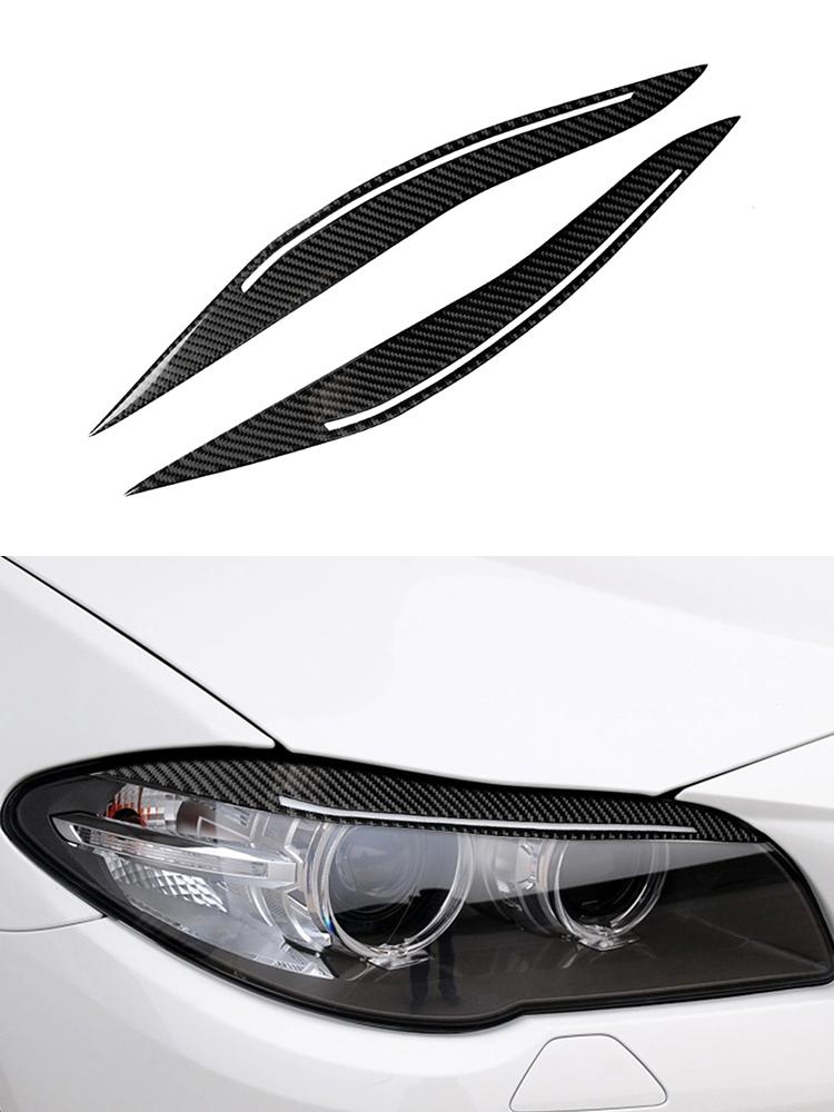 For BMW 5 Series F10 2010-2016 Carbon Fiber Car Headlight Eyebrow Eyelids Trim Cover Decoration Stickers
