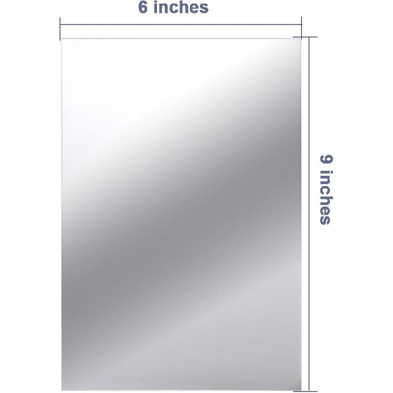 BBTO 10 Pieces Self Adhesive Acrylic Mirror Tiles 6 x 9 Inch Flexible Rectangular Mirror Sheets Wall Stickers for Home Living Room Wall Decor