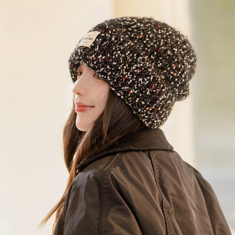 Color Wool Hat Autumn and Winter Warm Ear Protection Windproof Hat Knitted Hat Fit for Outdoor, Casual & Formal Events