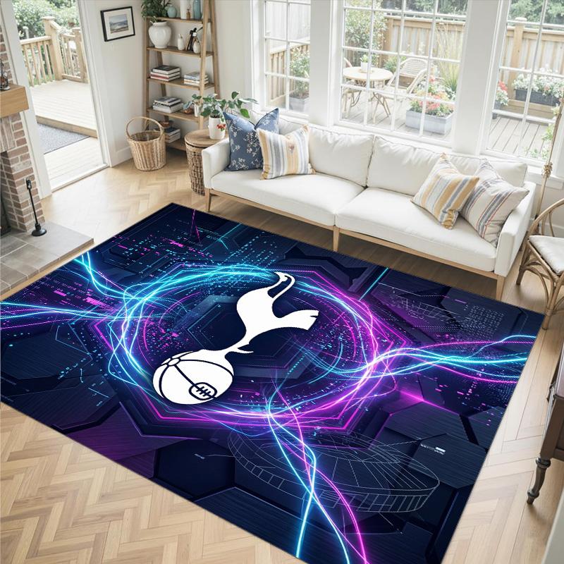 Tottenham Hotspur Design Crystal Velvet Carpet Cozy Non?Slip Printed Rug For Bedroom Living Room Entrance