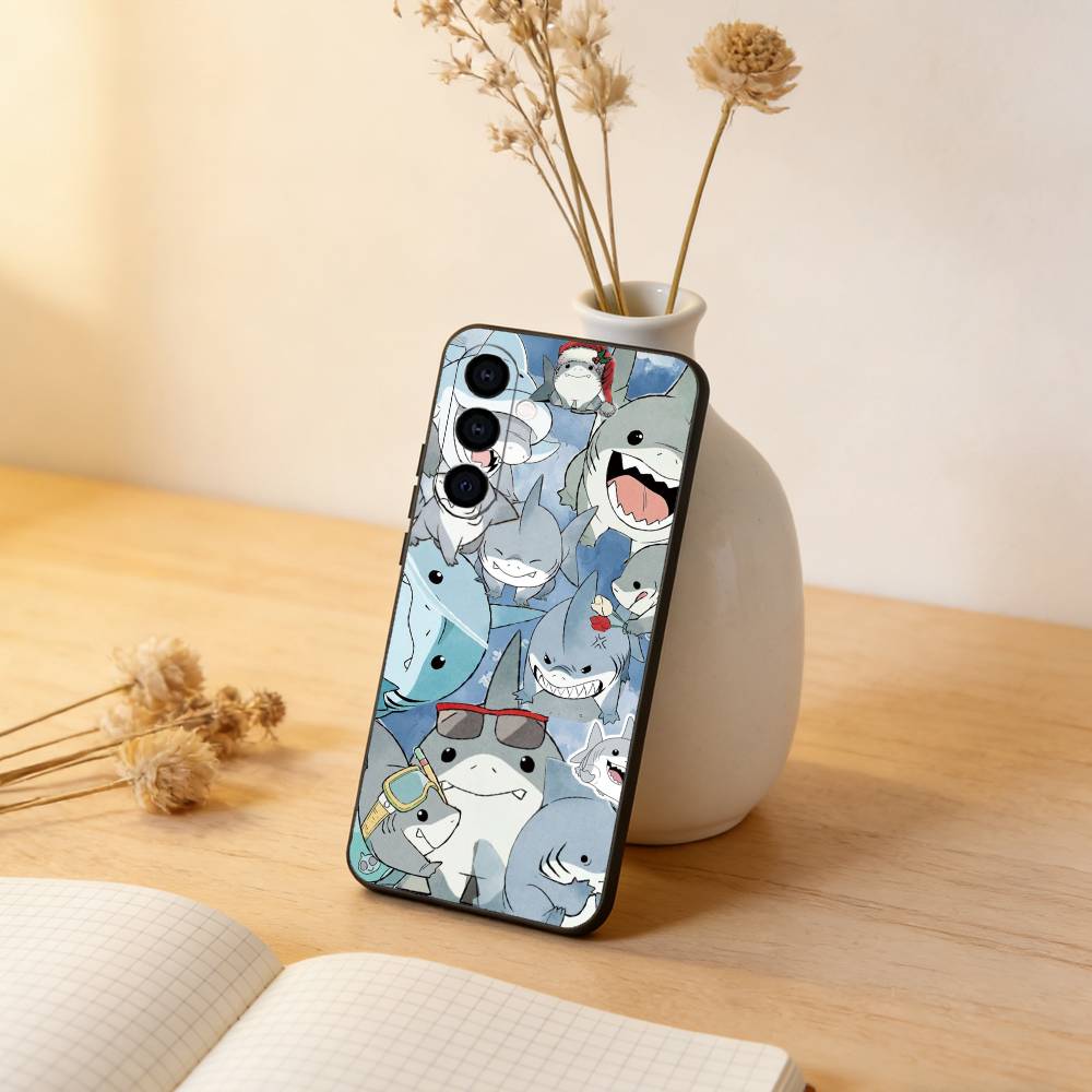 

Shark Cute Phone Case Black Silicone Soft For Samsung Galaxy A73,A72,A71,A70,A53,A52,A51 Samsung a52