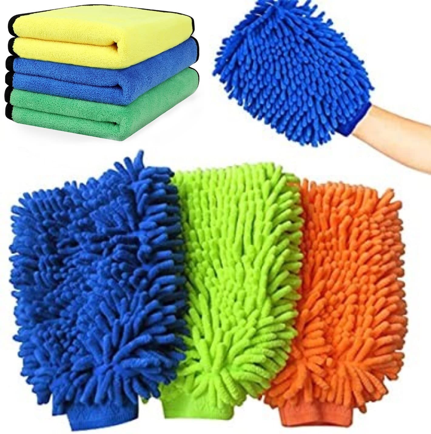 

SanDoll Автомойка Ткань из микрофибры для протирки Полотенце Автомойка Перчатки-моп, Набор, Набор из 3 штук, Набор 3 цветов, Принадлежности,