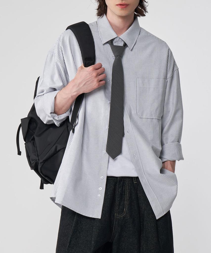 UNTAPPED STUDIO [2Pack] City Boy Big Oversized Striped Oxford Shirt 2 Colors