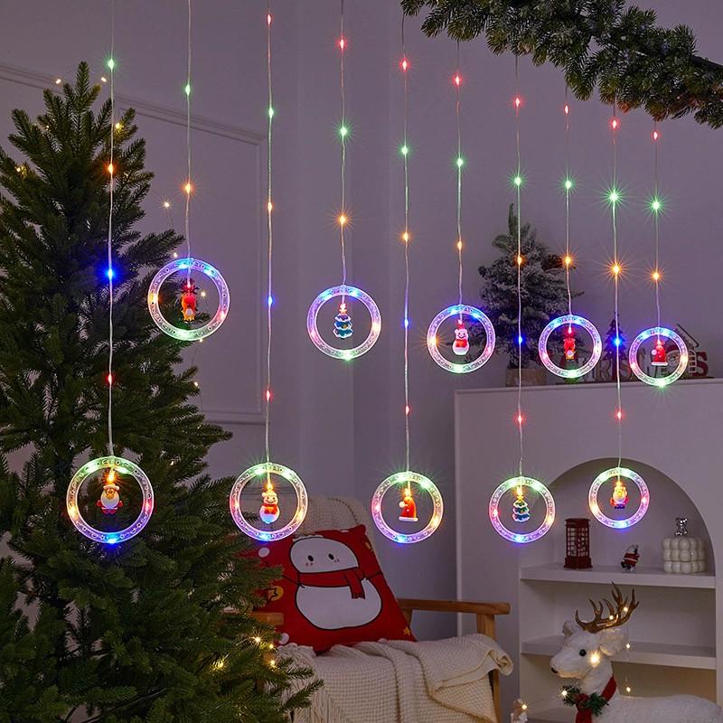 Christmas Curtain Lights Tree Star Ring Shape Led String Decor For Holiday Celebrations