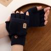 Warm Touch Screen Gloves for Winter Knitting, Cycling, Outdoor Activities, Finger Leakage, Flip Cover, Men's and Women's Thick and Plush Thick Gloves