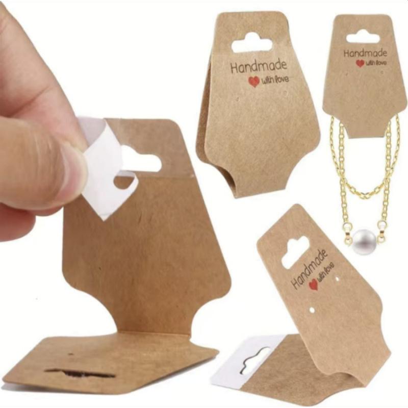 10pcs/packFoldable Jewelry Cards White Brown Hair Ties Hair Clips Earrings Necklaces Bracelets Display Cards Packaging Cards