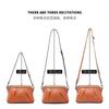Women's Full-Grain Leather Compact Crossbody Bag | Versatile Pleated Design | Lightweight Shoulder/Crossbody for Daily Use