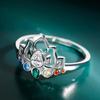 Healing Rainbow Crystals Lotus Flower Rings 7 Chakras Rings for Women Boho Colorful Amulet Jewelry Gifts