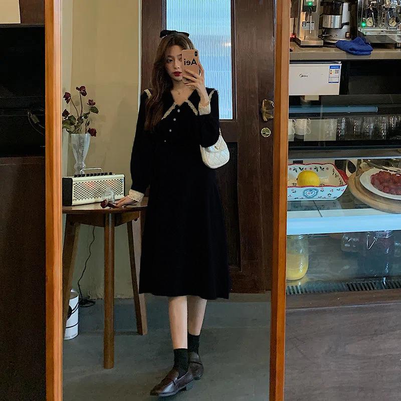 2024 Spring Retro French Slimming Long Sleeve Dress for Women
