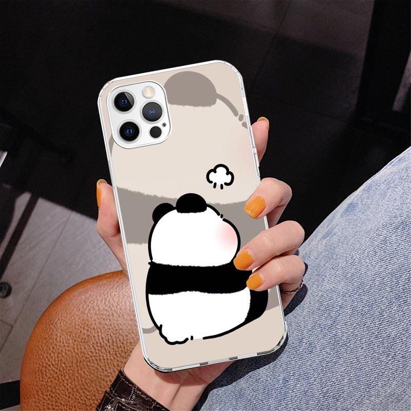 Cartoon Cute Panda Bear Phone Case For iPhone 17 Air 16 Pro Max 16E 15 + 14 Plus 11 12 13 Mini 7 8 SE Gift Print Cover Fundas 17