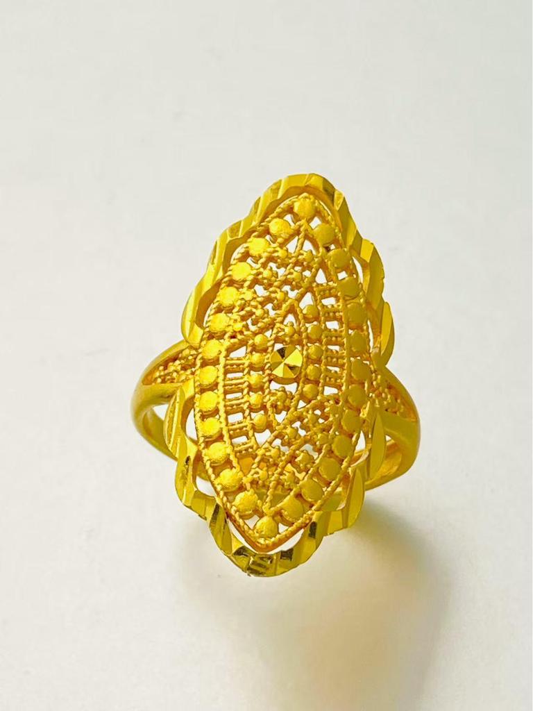 24K Gold Plated Adjustable Brass Ring - Personalized High-End Design