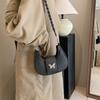 Neue Mode Damenhandtaschen im Angebot Schultertaschen Damen Einfarbig Schmetterlingsdekoration Einzigartiges Design Schlichte Taschen für Damen