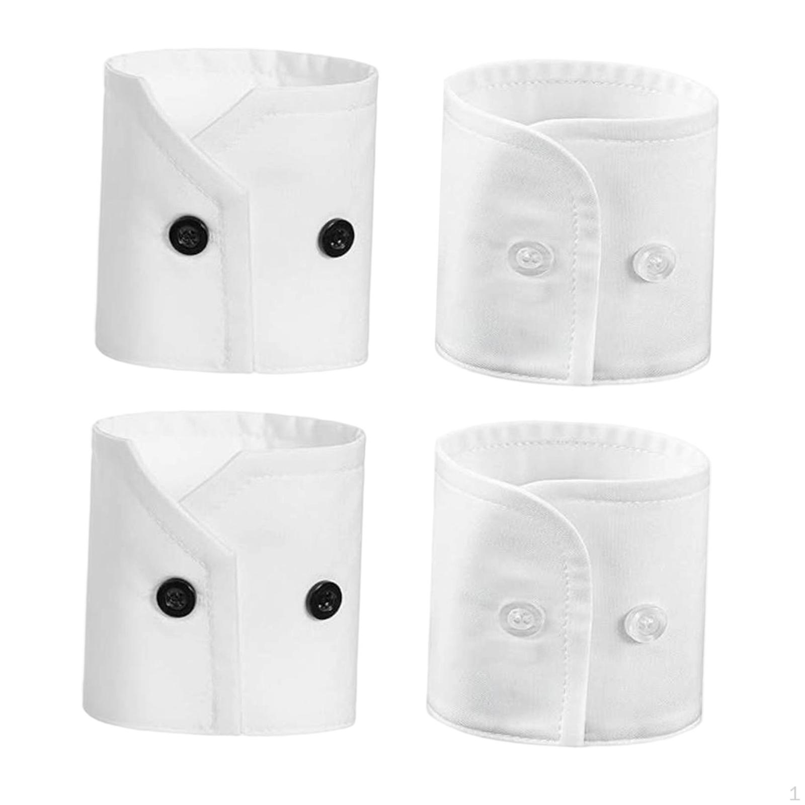 

2 Pairs White Shirt Cuffs Button Closure Versatile False Sleeves for Suit Blouse