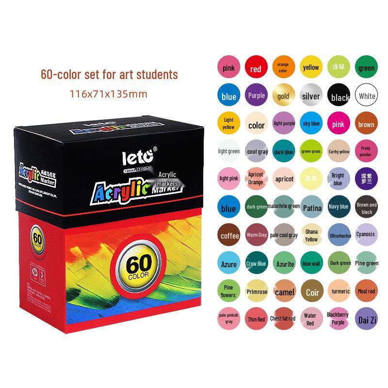 Acrylic Marker Set: 260 Waterproof, Quick-Drying Colors for Art Students and DIY Graffiti.