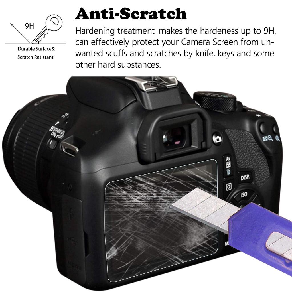 Screen Protector Tempered Glass Steel 9H Impact Compatible with Canon (3-Pack) Film, Film, Hardness, Resistant, Shatterproof, Anti-Fingerprint,