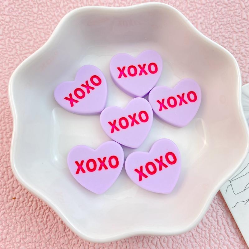 10Pcs New Cute Cartoon XOXO Love Series Flat Back Ornament Jewelry Bows Accessories